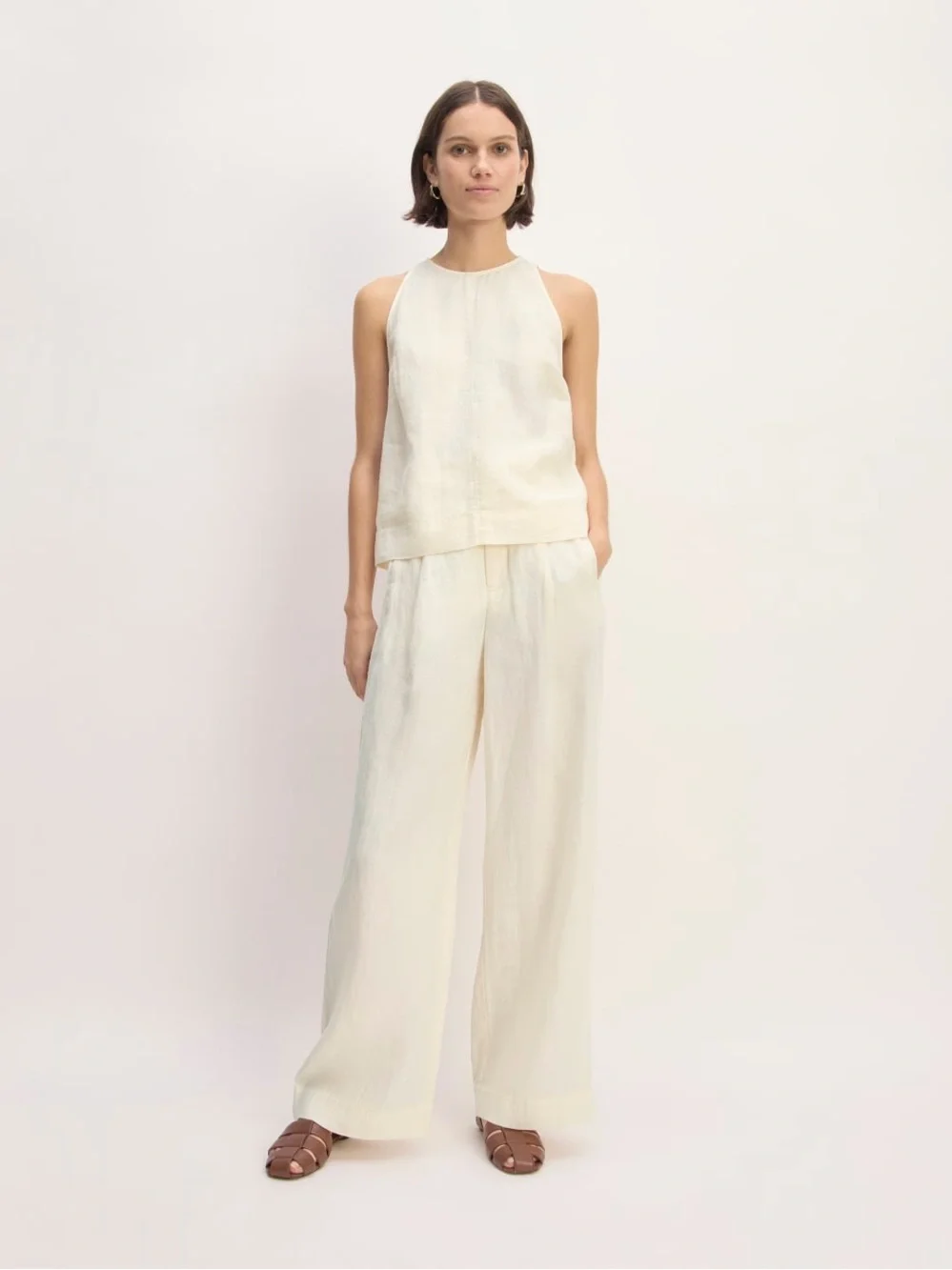 Everlane The Linen Way-High Drape Pant Bone Size 2 NWOT 100% Linen